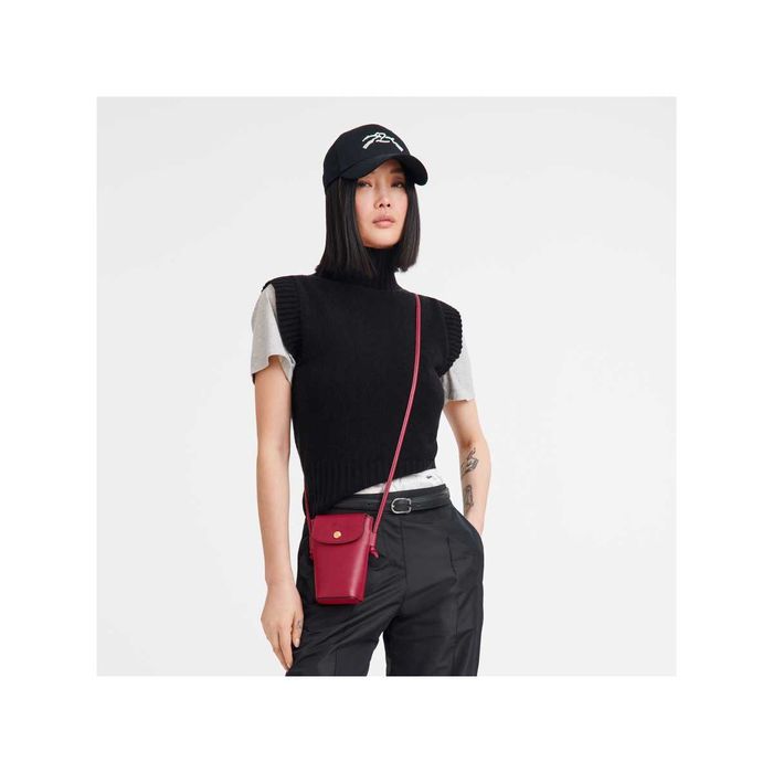 Сумка Longchamp Epure Phone Case With Leather Lace Magenta