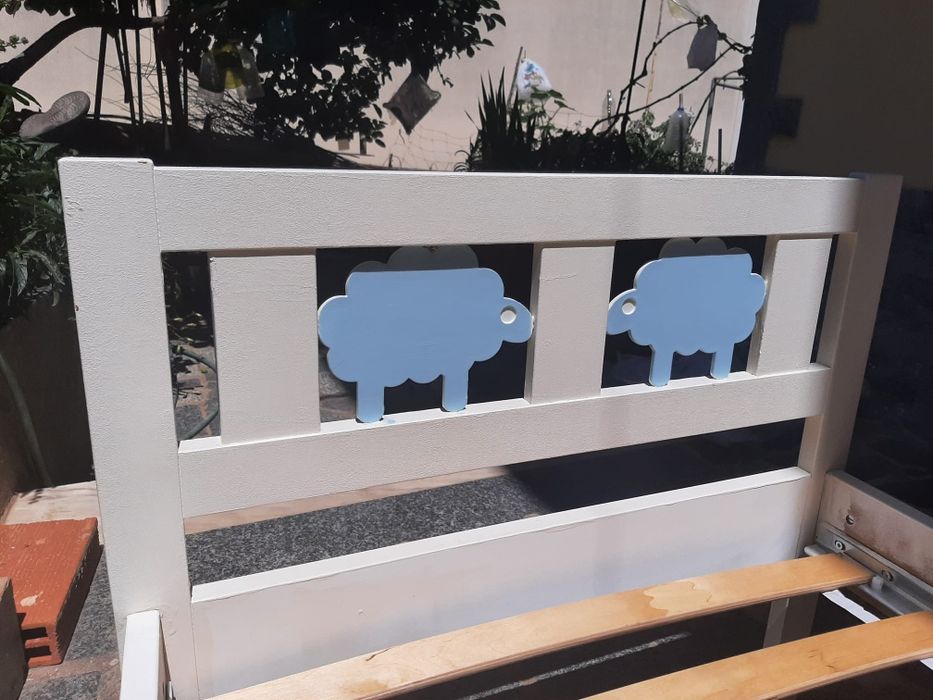 Estrutura cama c/estrado ripas, branco, 70x160 cm