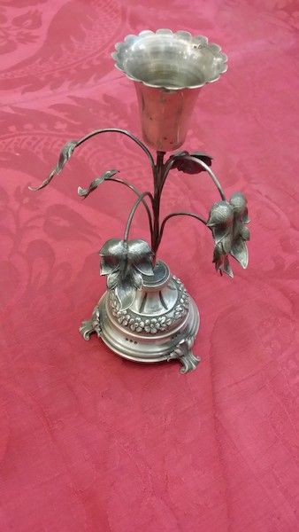 Paliteiro " taça e Folhagem " em prata portuguesa