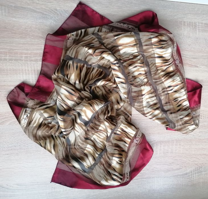 Elegancki krawat męski długi Verdena burgundowy w skosy Nowy