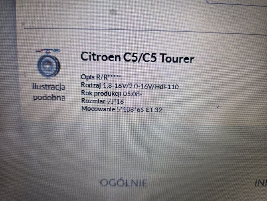Felgi stalowe 16 " 5x108 7x16 ET 32 CITROËN C5