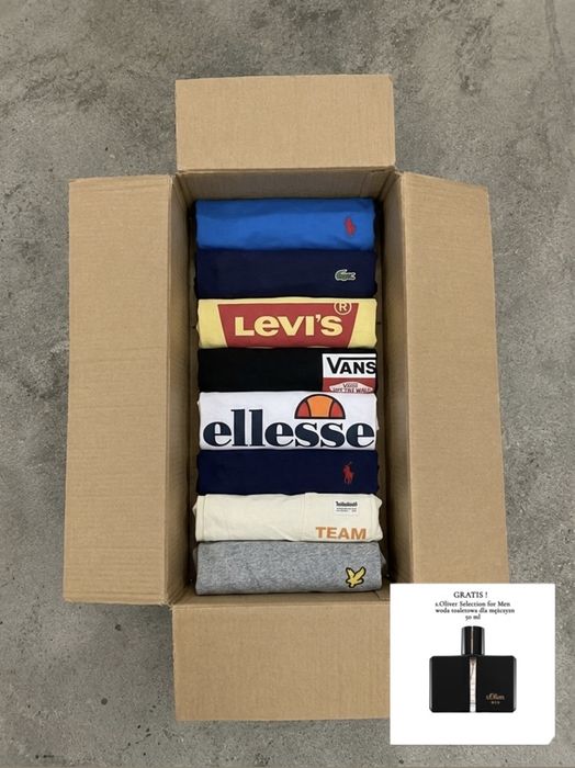 Mega okazja ! Nowy box 8x markowe koszulki męskie Ralph Lauren Lacoste Levis + Gratis !