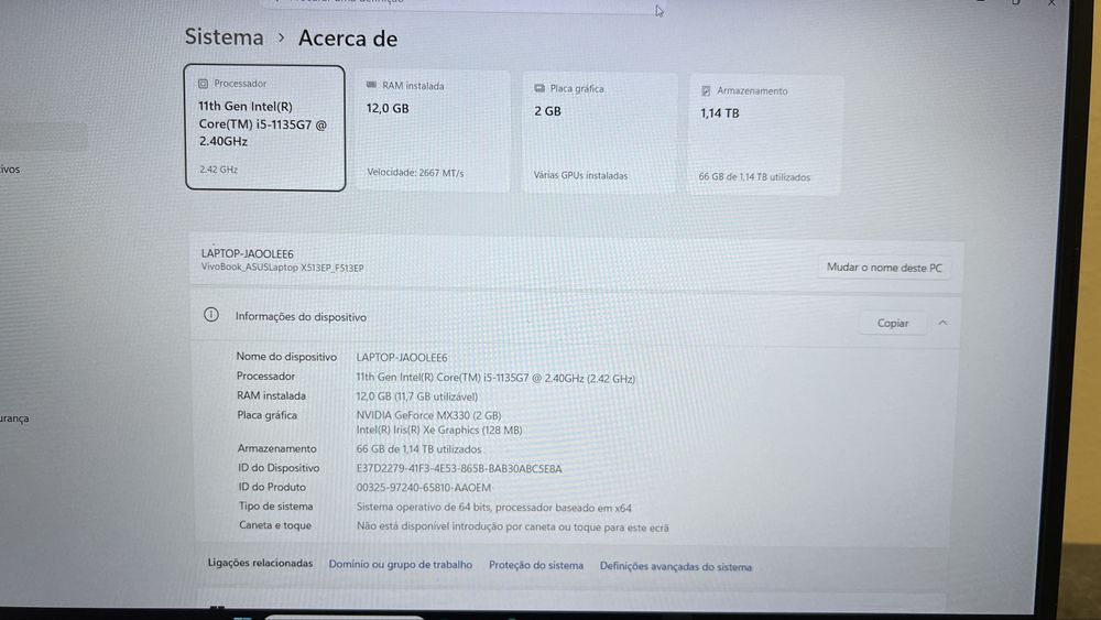 Asus Vivobook I5-1135G7/nVidia MX330 2Gb/ 2 Discos