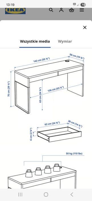 Biurko białe  IKEA