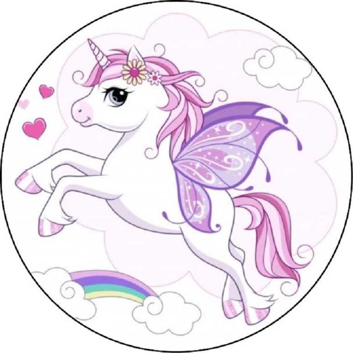 Opłatek na tort Urodziny Jednorożec Kucyk