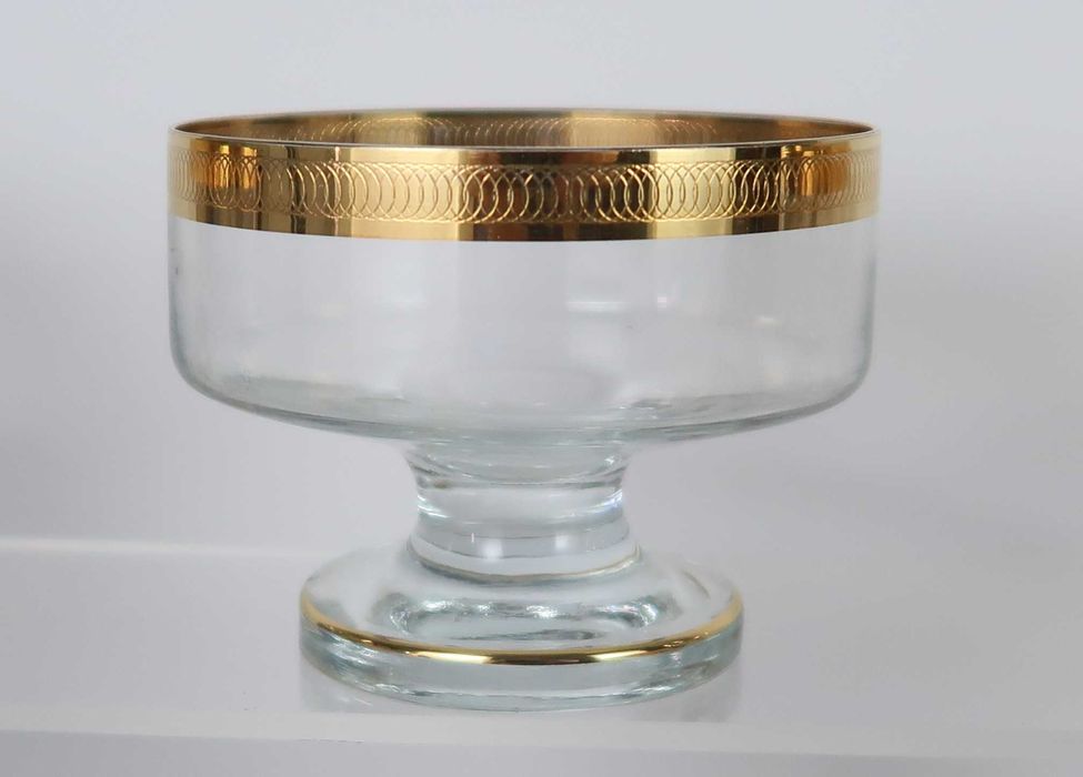 15 taças para champagne em cristal - rebordo dourado
