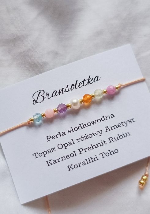 Bransoletka kamienie naturalne perła karneol ametyst topaz