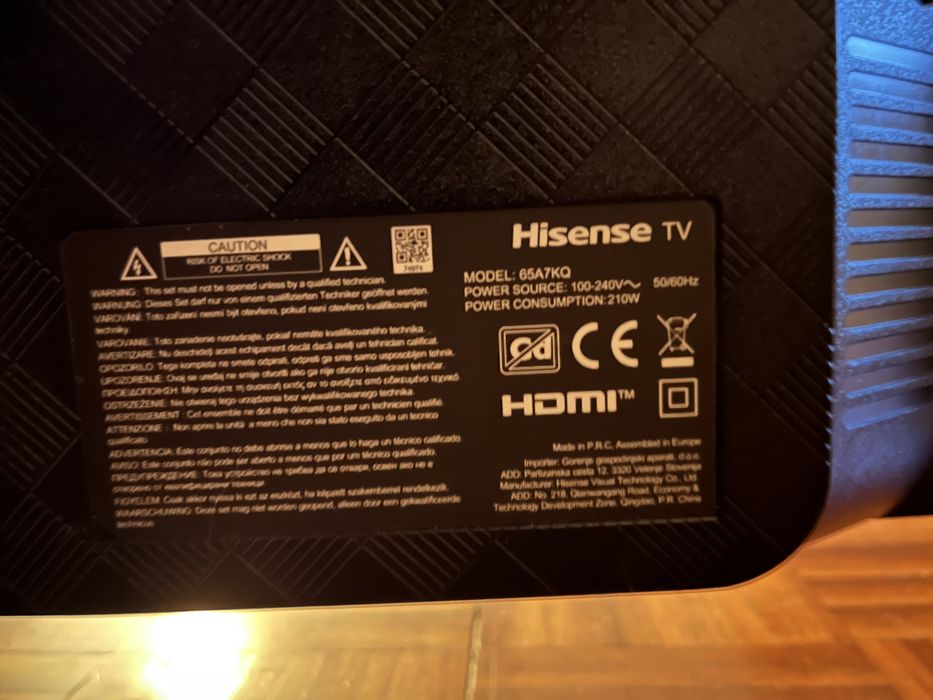 TV Hisense 65" 65A7KQ para peças