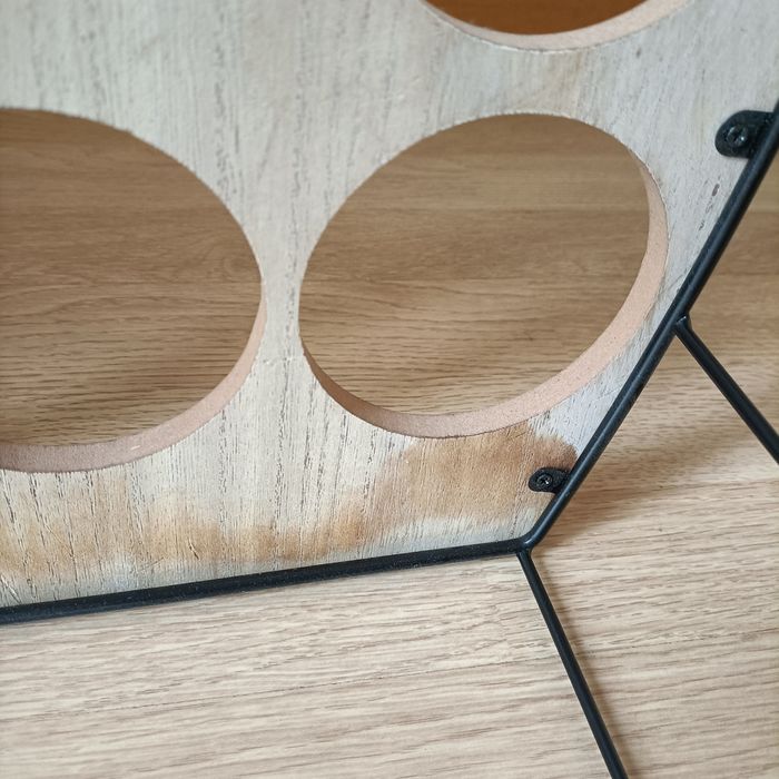 Garrafeira Madeira e Metal p/ 8 Garrafas