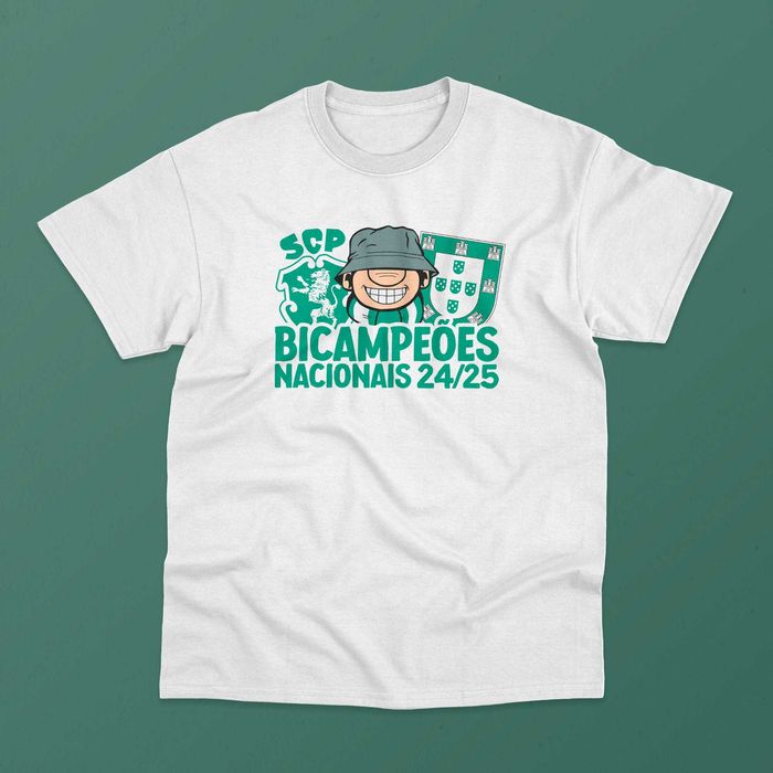 T-shirt Sporting "Bicampeões Nacionais 24/25" 3 cores (Vendo/Troco)
