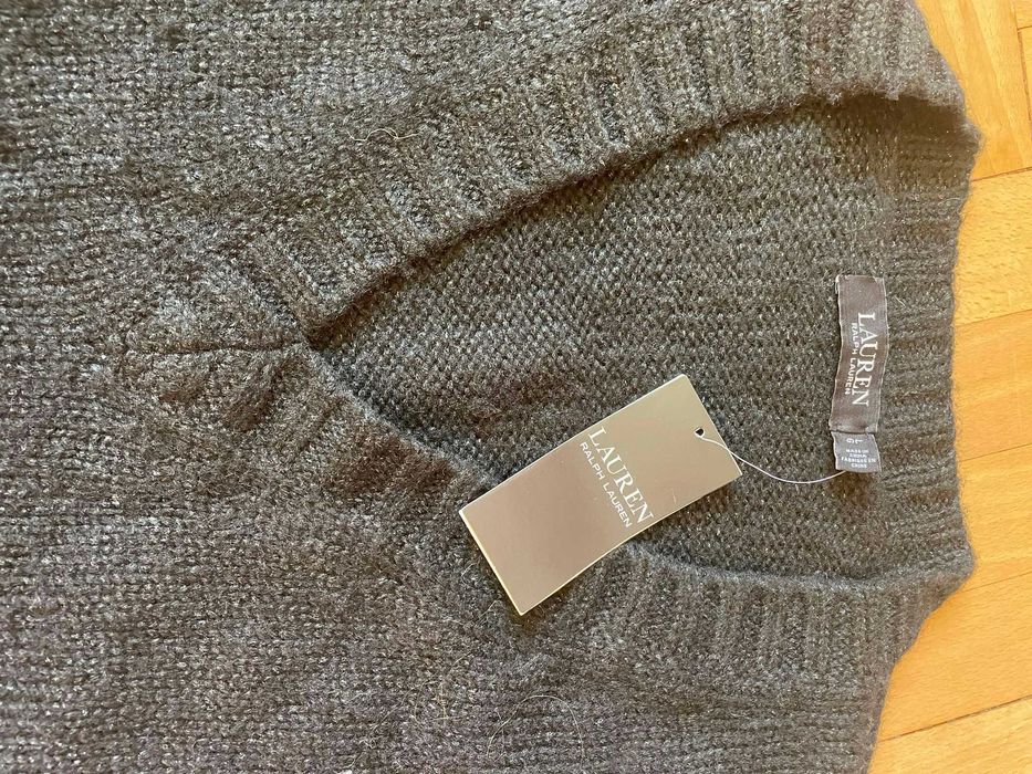 Sweter Ralph Lauren rozm. L oversize srebrna nitka Nowy z metką