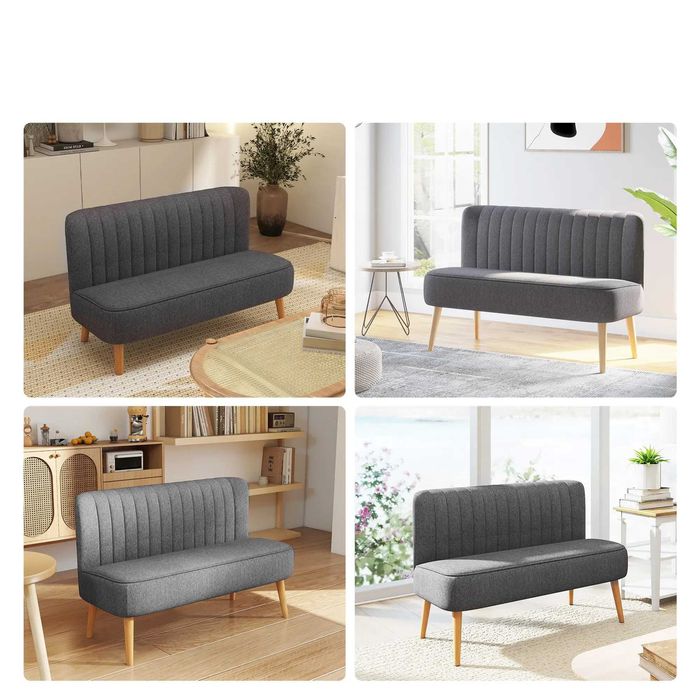 Kanapa Sofa dwuosobowa HOMCOM 117 x 56,5 szara