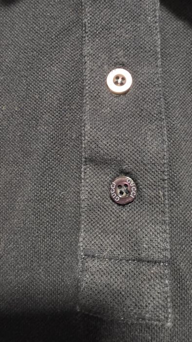 GUCCI koszulka polo męska czarna z haftowanymi elementami short sleeve S