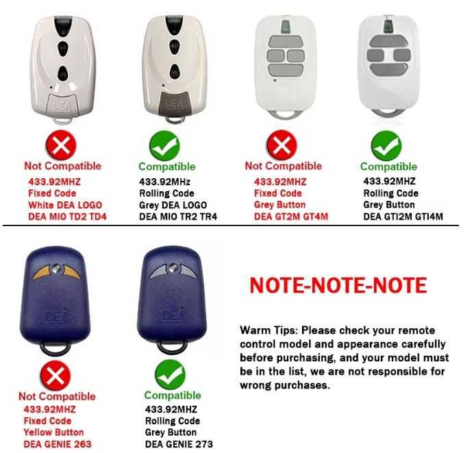 Comando de portão - compatível com DEA GTI2 e GT2
