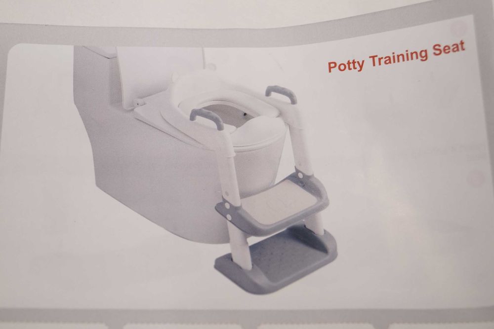 Nakładka na sedes ze schodkami dla dzieci biało szara