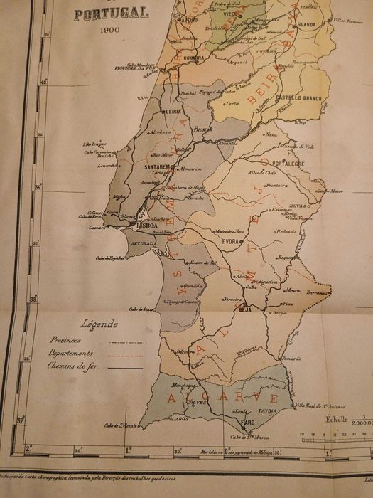 Mapa Portugal, Carte Regionale Du Portugal 1900