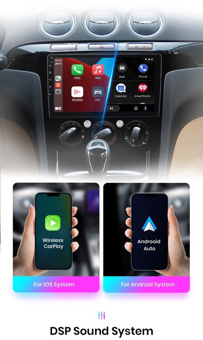 Rádio 9" android Ford S-Max 2007-15 CARPLAY WIFI GPS 2/32GB Novo