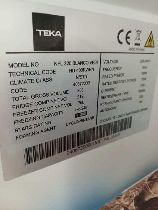 Frigorífico  Conbinado teka