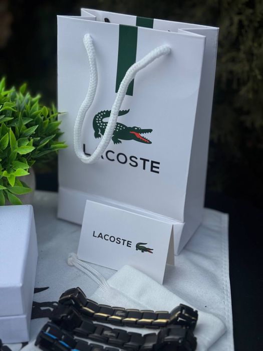 Браслет Lacoste Monogram чорний чоловічий браслет Лакост Лакоста