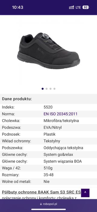 Buty robocze Baak rozmiar 38