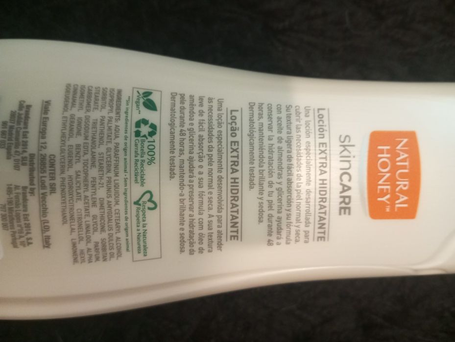 Natural Honey Skincare loção extra hidratante 48h 2x 330ml
