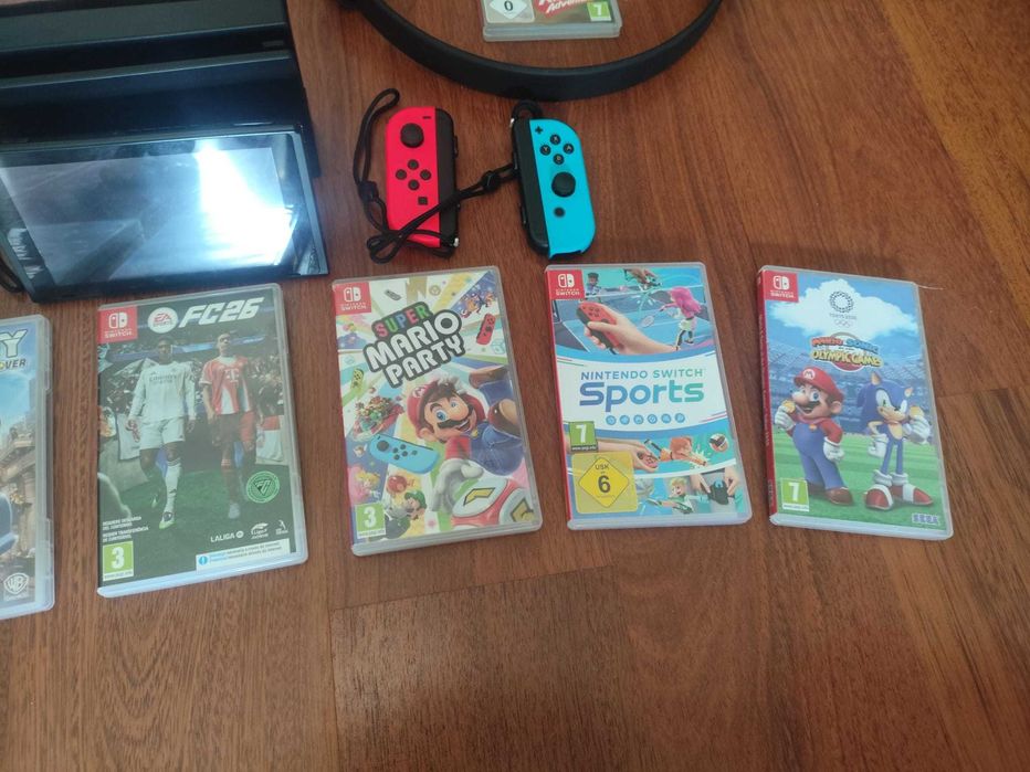 Nintendo Switch 1 v2 + Jogos + Acessórios