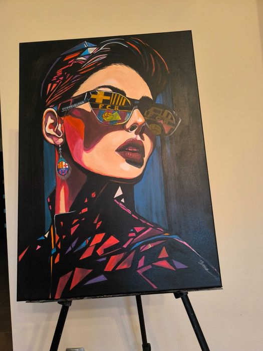 Obraz, dla fana FC Barcelona, ręcznie malowany 50x70