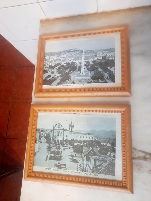 Conjunto de 2 Quadros com Fotografias Antigas Cidade Torres Vedras