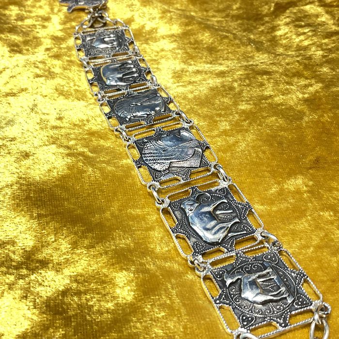 Pulseira peça vintage tema animais 24 cm