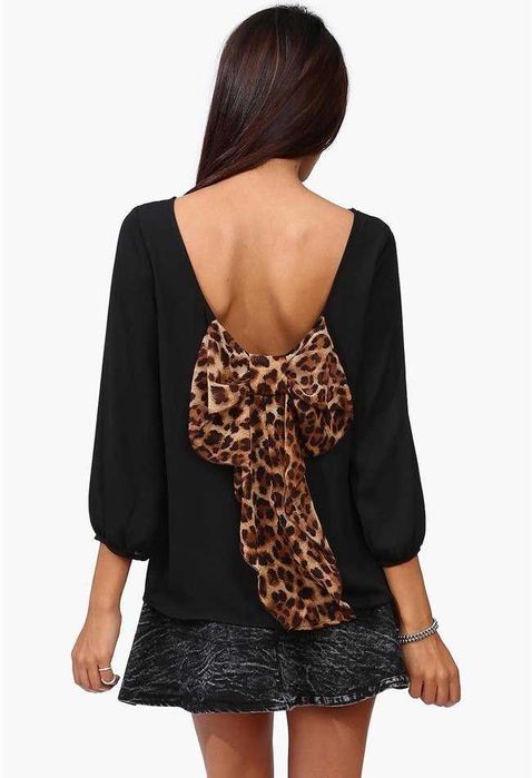 blusas lindas e elegantes com grande laço e decote nas costas