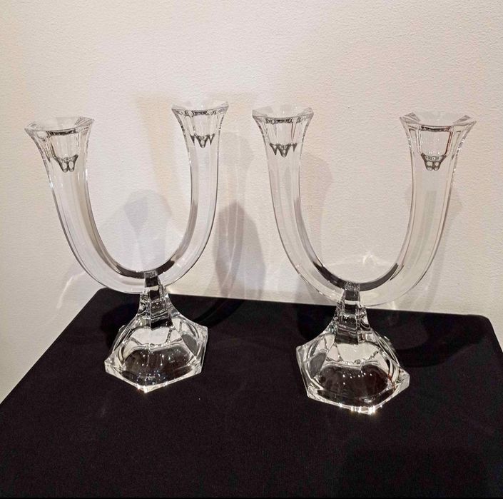 Castiçais(2) lindíssimos vintage em cristal maciço lapidado muito raros NACHTMANN(Alemanha)