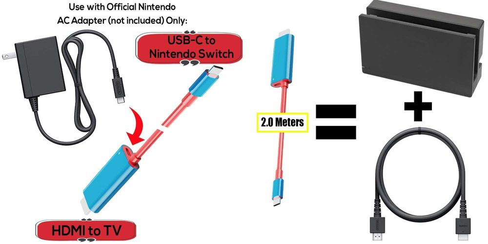 Кабель конвертор до Nintendo Switch / OLED c USB Type C to 4K HDMI