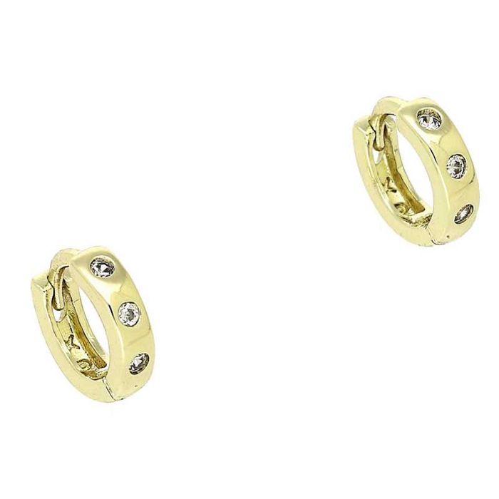 89174 Kolczyki 14k pozłacane 9/2,5 MM eleganckie kółka z cyrkoniami