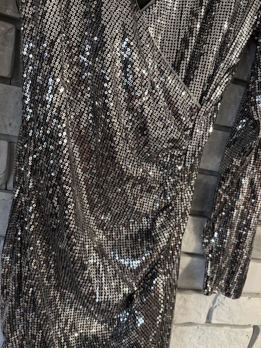 Sukienka cekinowa cekiny srebrna wesele sylwester urodziny