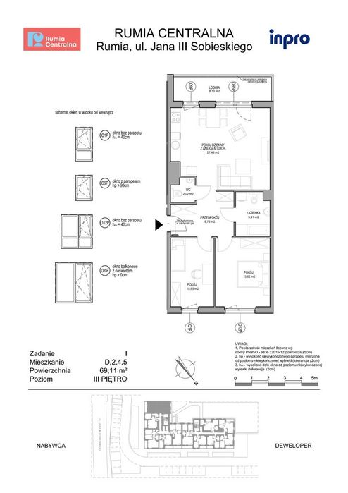 3-pokojowe mieszkanie 69 m² + loggia Bez Prowizji - Widok 2