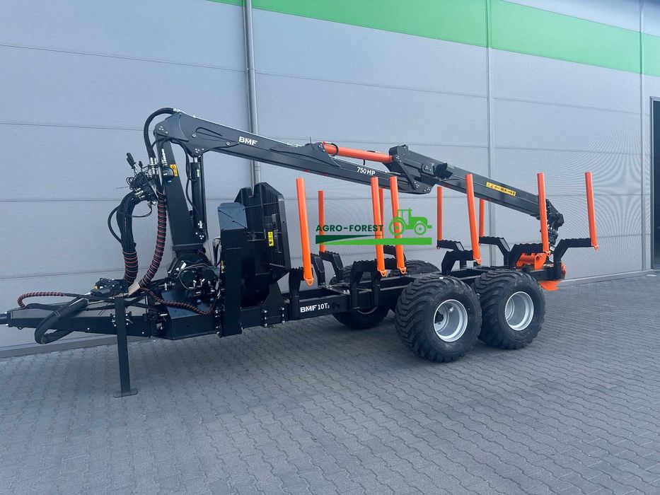 BMF 10T2Pro750 7.5m Przyczepa Leśna Zrywkowa z Żurawiem BMF - Leasing