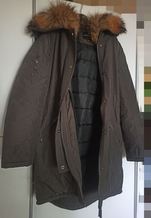 Parka puchowa lis jenot zima kurtka okazja