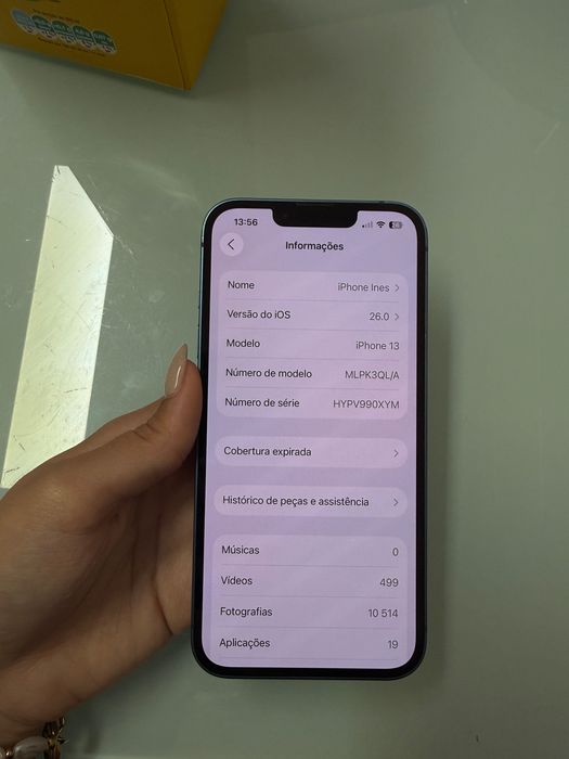 iPhone 13 azul com 72% de bateria