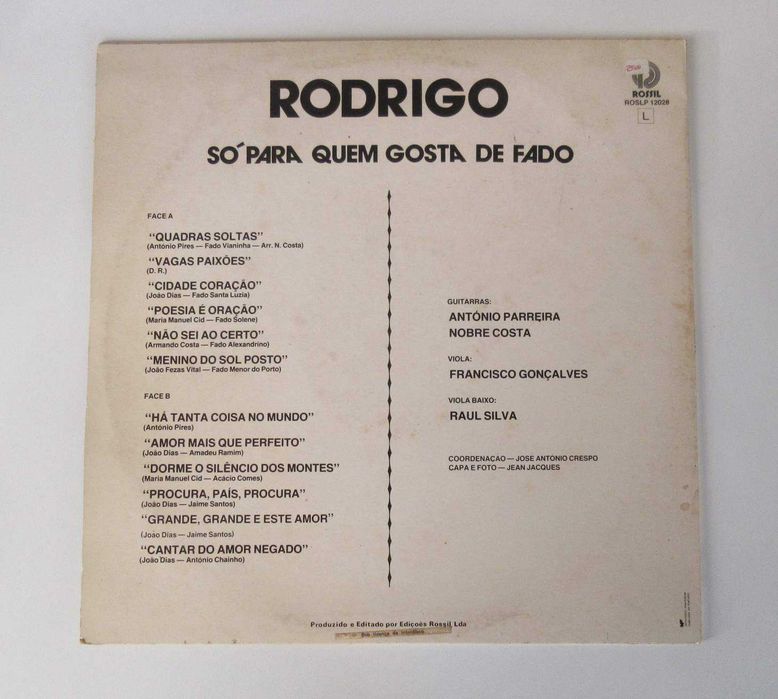 RODRIGO - Só Para Quem Gosta De Fado (LP)