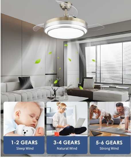 Wentylator sufitowy CJOY z oświetleniem pilotem 42-calowe LED