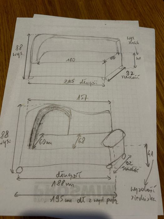 Kanapy komplet ecru skóra