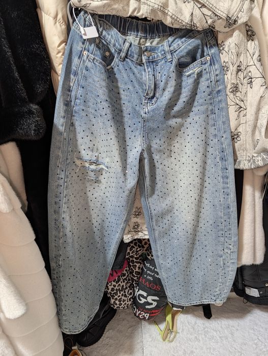 Люксовый джинсы баги кристаллы