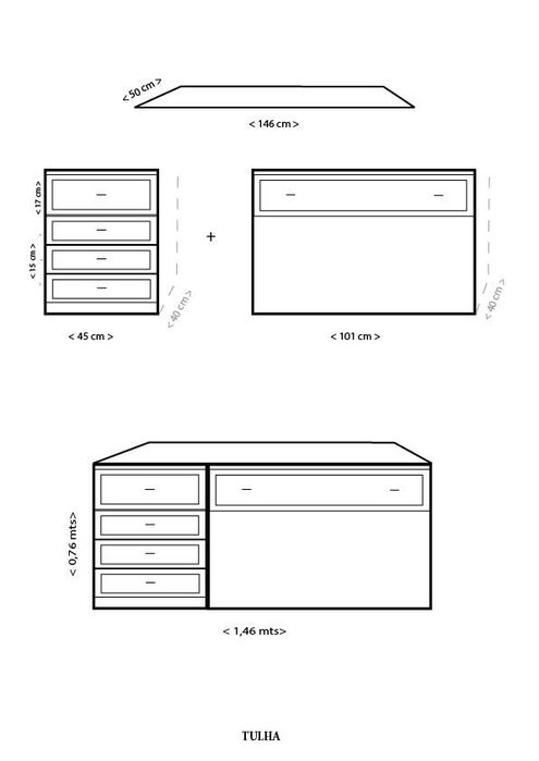 Mobiliário Quarto/studio completo (cama, secretária, guarda-roupa)