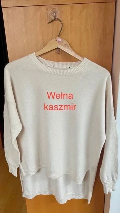 swetr kaszmir i wełna L