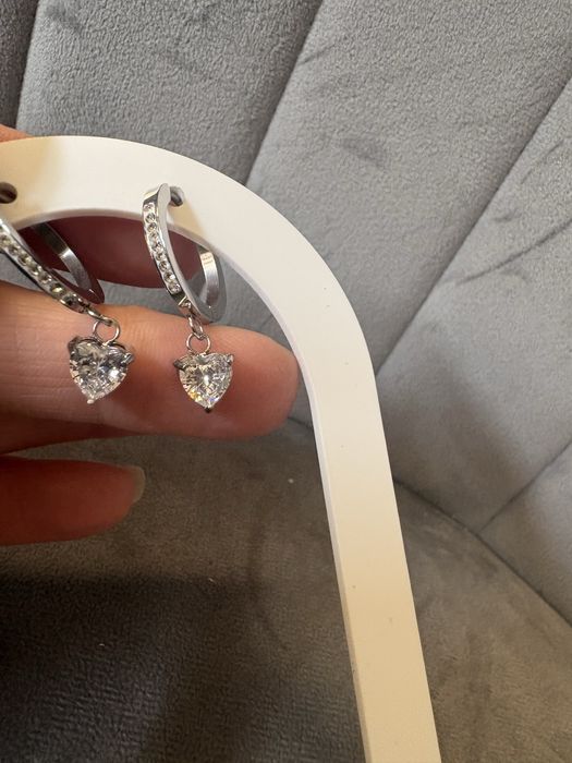 Kolczyki wiszace diament stal chirurgiczna