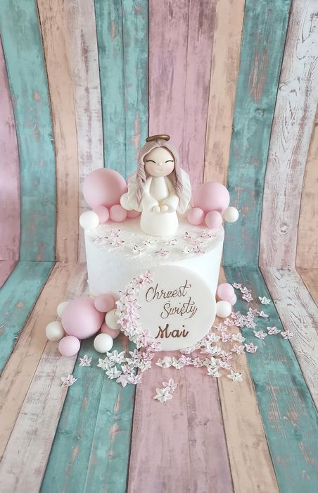 Dekoracja z masy cukrowej Aniołek chrzest święty Mai1