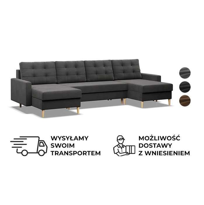 Narożnik z Funkcją Spania U Rozkładany do Salonu Pojemniki Blank