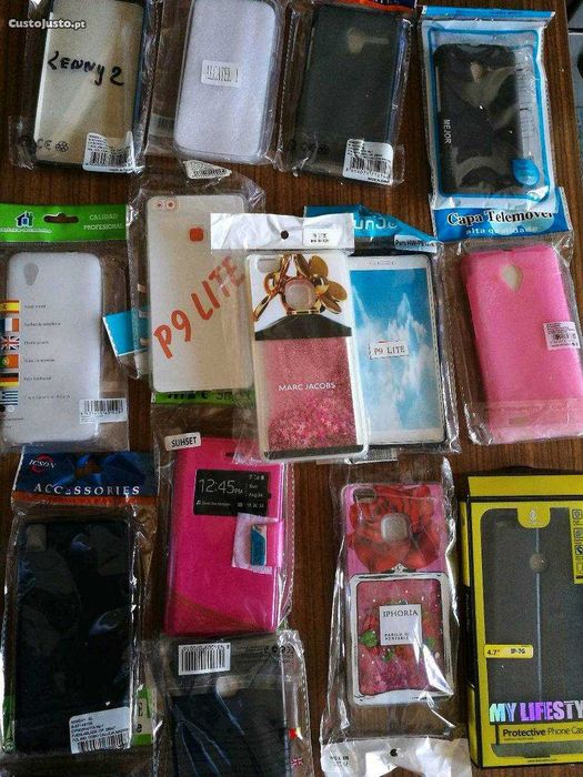 Lote + de 80 capas e acessórios par telemóvel e tablet par venda troca