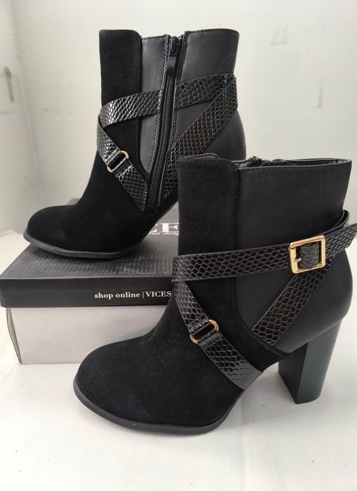 Botki czarne eleganckie marki Vices rozmiar 38