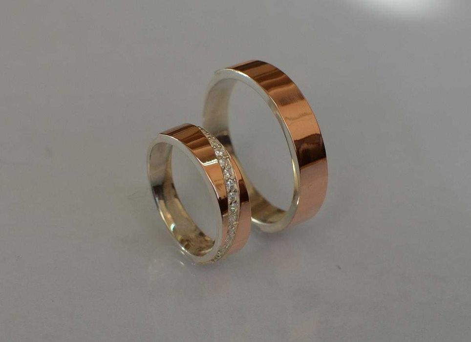Пара Обручок. Срібло 925, Золото, Подарунок. Весілля ,Купити Обручку